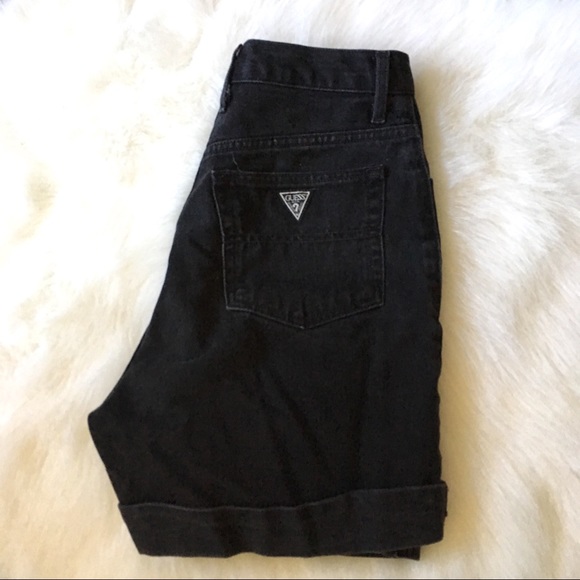 Sold Vintage Black Denim Guess Shorts high waisted - Picture 3 of 5